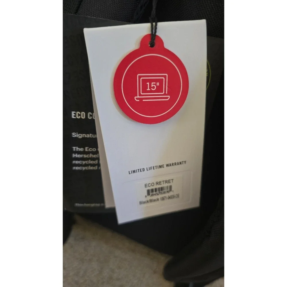 Herschel supply eco retreat collection black 19.5 L new With Tags